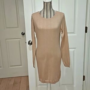 New Look Bodycon  Sweater Dress Beige Tunic Mini dress Tigh-Knit Size M